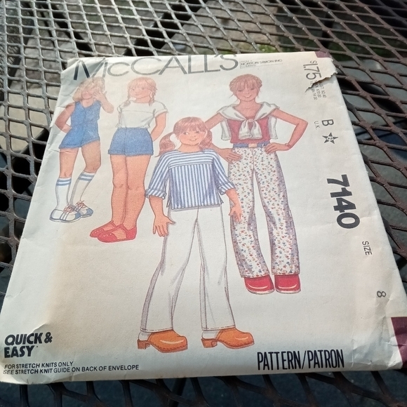 Vintage McCall's Sewing Pattern 7140 Girl's Tops Shorts Pants Size 8 Uncut - Picture 1 of 2